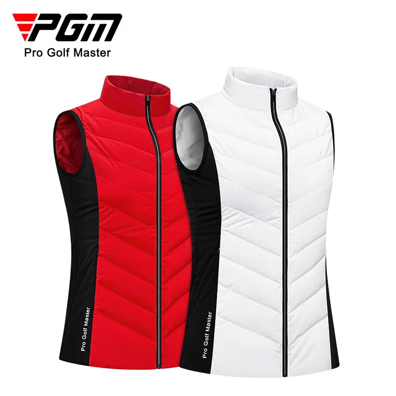 

PGM Autumn Winter Women Sleeveless Sports Jacket Lady Windproof Warm Golf Vest Ultra-light Soft Waistcoat Patchwork Slim Outwear