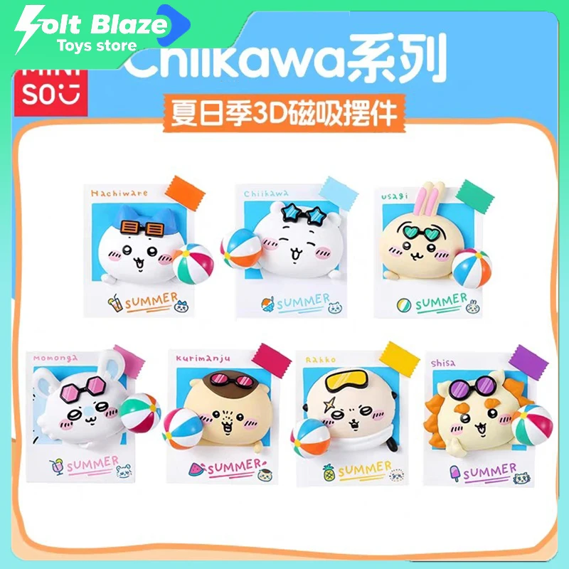 

MINISO Chiikawa, летний сезон, серия, 3D магнитный орнамент, периферийные устройства, Kawai, милая аниме-фигурка Chiikawa, игрушки для девочек, подарок
