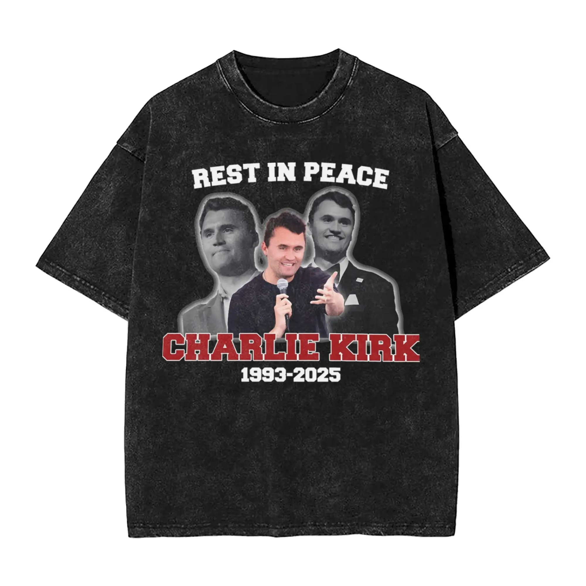 

Men's Charlie Kirk Rest In Peace American Flag T Shirts Clothes Beach Short Sleeve T-Shirt O Neck Leisure Casual Tee Shirt