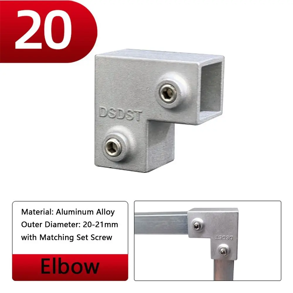 20x20mm Square Tube 25x25mm 30mmx30mm Three-way Square Fixed Pipe Clamp Aluminum Alloy Aluminum Alloy Elbow