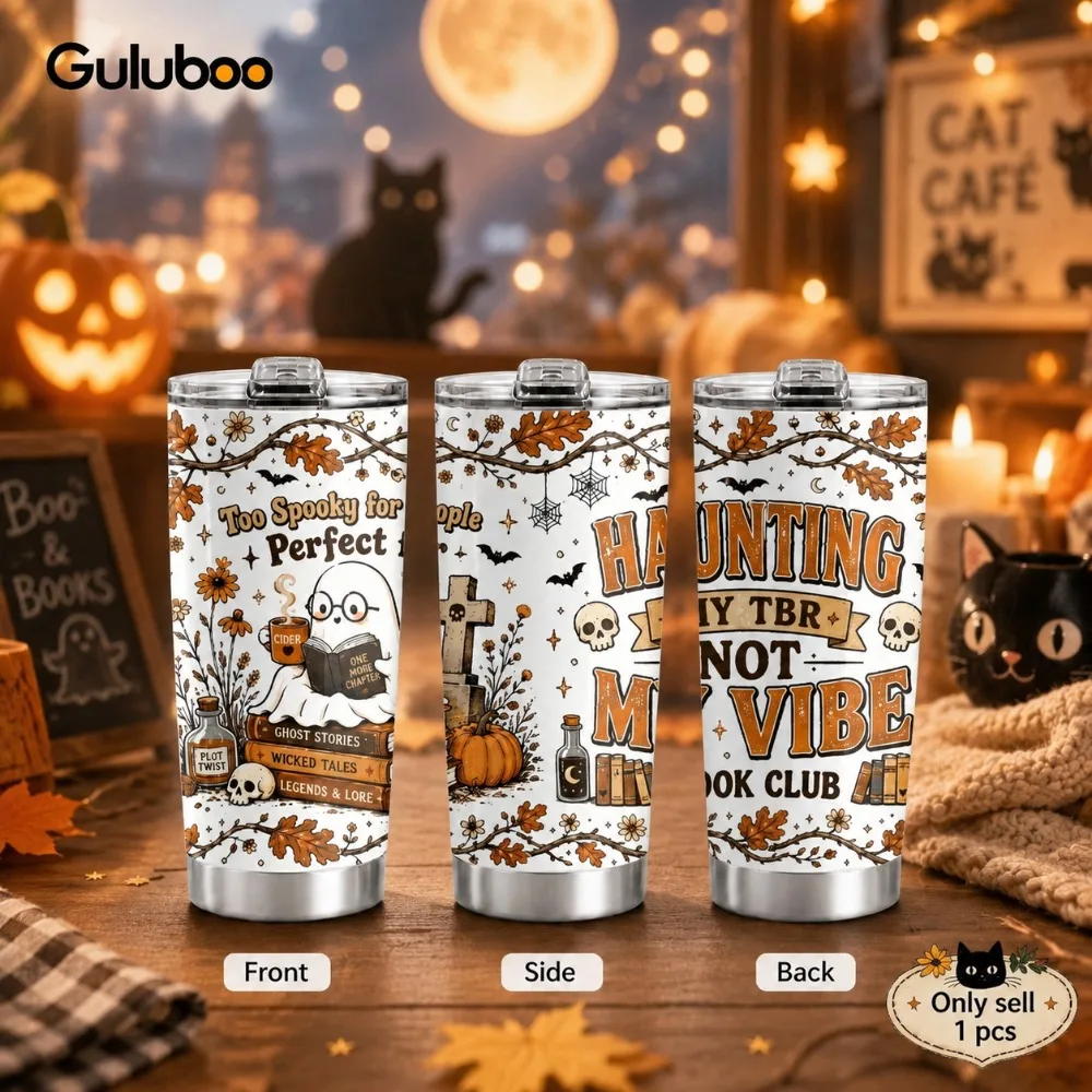 Spooky Introvert Book Club Vacuum Flasks 20oz Stainless Steel Insulated Tumbler Double Wall Cup with 2 Lids Straw Travel Mug