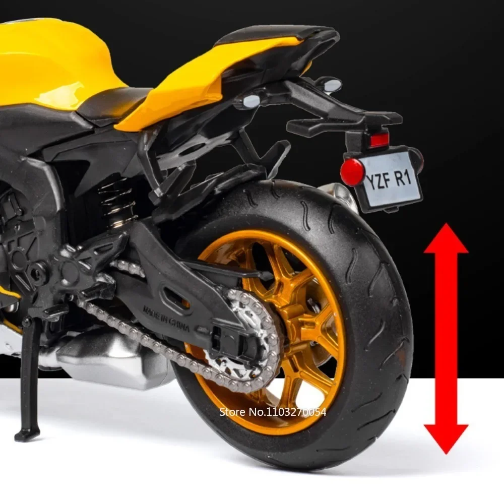 1/12 YAMAHA YZF-R1 Motorcycle Model Toys Metal Diecast Sound Light Rubber Tires High Simulation Motor Models For Kids Gifts