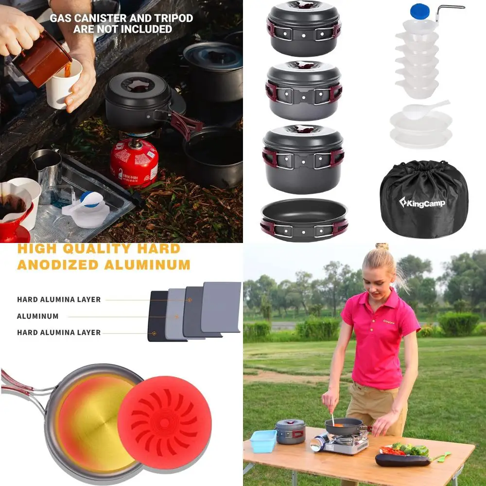 

7/9/18 шт., набор посуды для кемпинга, набор для приготовления пищи, антипригарный твердый анодированный алюминий, снаряжение для кемпинга, набор кастрюль и сковородок для кемпинга