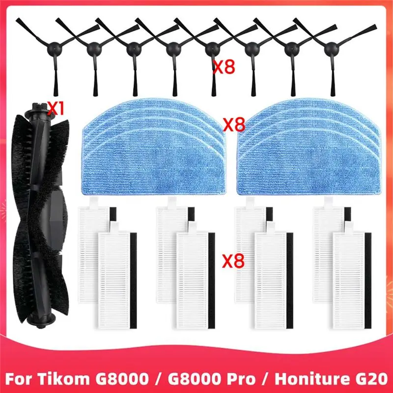AT29-For Tikom G8000 / G8000 Pro / Honiture G20 Pro Roller Side Brush Filter Mop Cloths Robot Vacuums Spare Part Accessories
