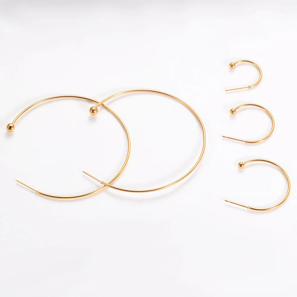 1 Pair Big Circle For Women Hoop Earrings Exaggerated Hoop Ear Loop Smooth Ring Earring Stainless Steel Jewelry