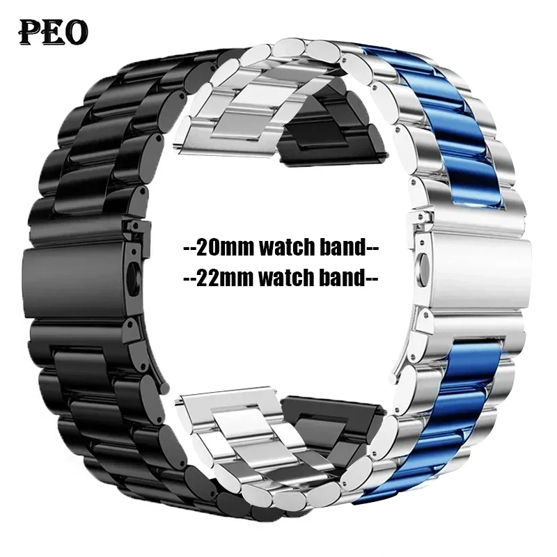 Stainless Steel band For Samsung Galaxy watch 7/FE/6/5 pro/4/Classic 20mm 22mm metal bracelet amazfit GTS-GTR-4-3-2e-mini strap
