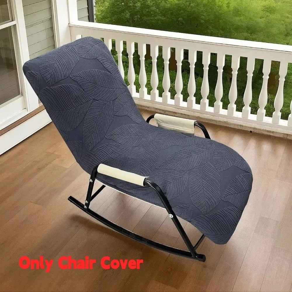 Elastic Rocking Chair Covers Soft Leaves Jacquard Chair Protector Cover Polar Fleece Lounge Chair Cover ForBalcony Relax Sofa