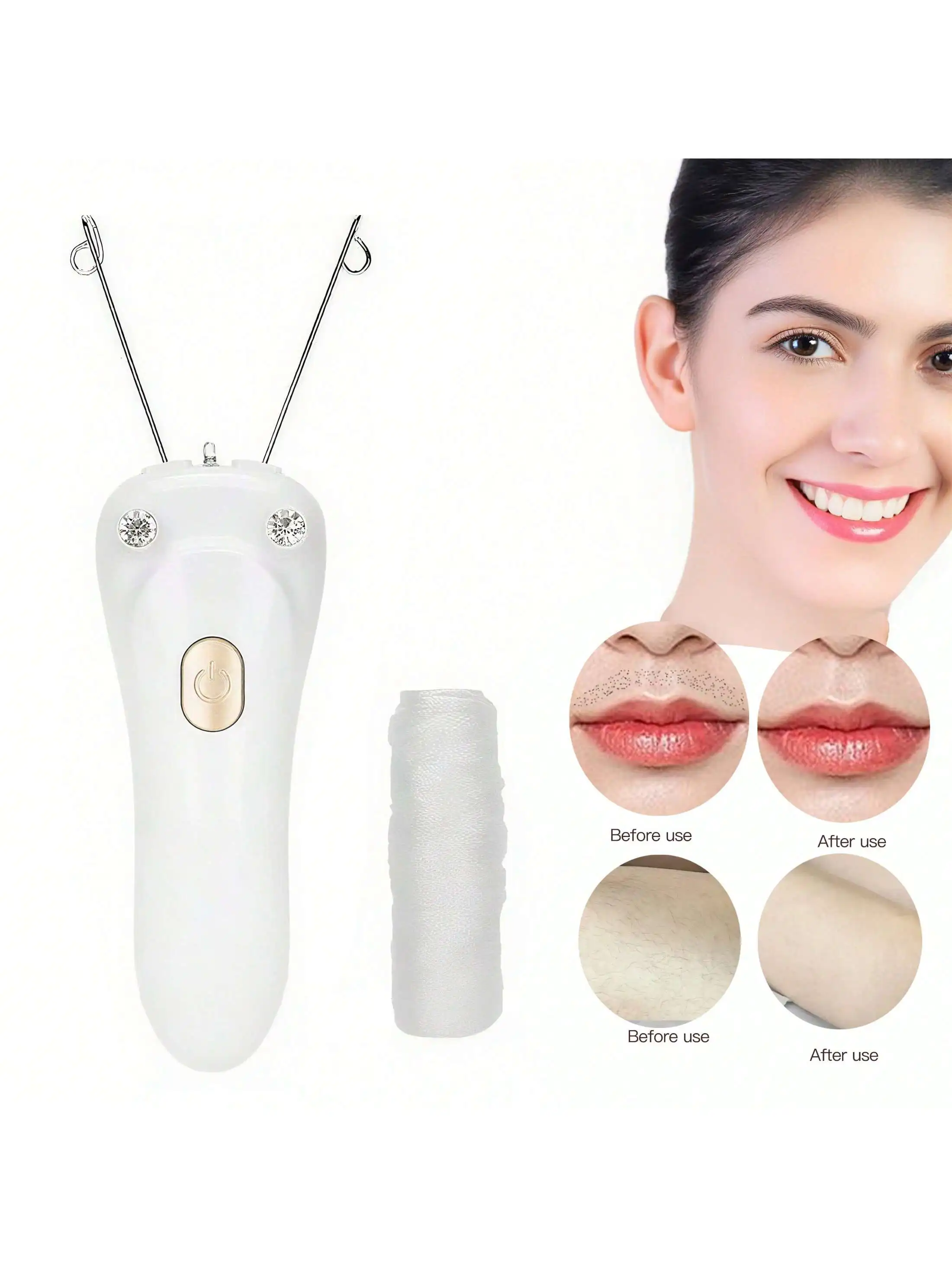 2026 مزيل شعر الوجه الكهربائي سلك ماكينة حلاقة الشعر الجمال لنزع الشعر القطن قوة خيوط قابلة للشحن