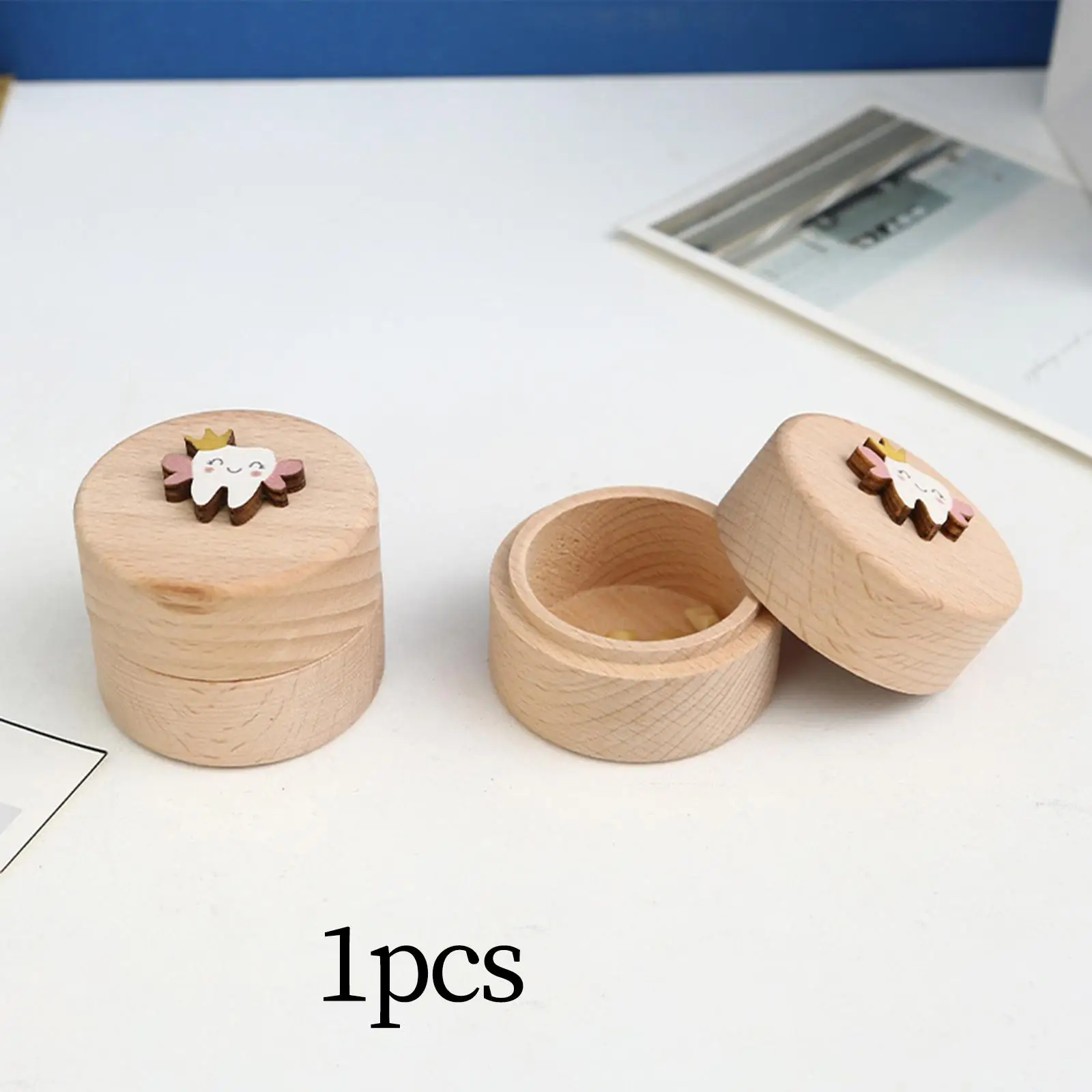 Baby Teeth Storage Organizer Wooden Tooth Fairy Keepsake Box Fetal Hair Collection Container for Children Memories Gift