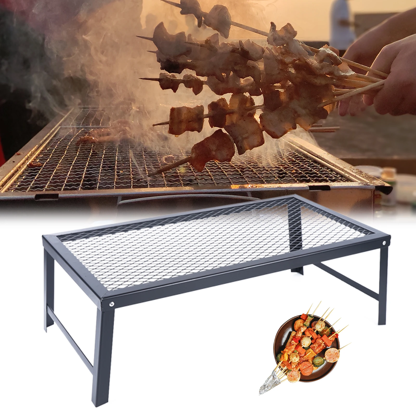 

Portable Outdoor Folding Barbecue Rack Griddle Plate With Legs Camping Barbecue Cooking Rack