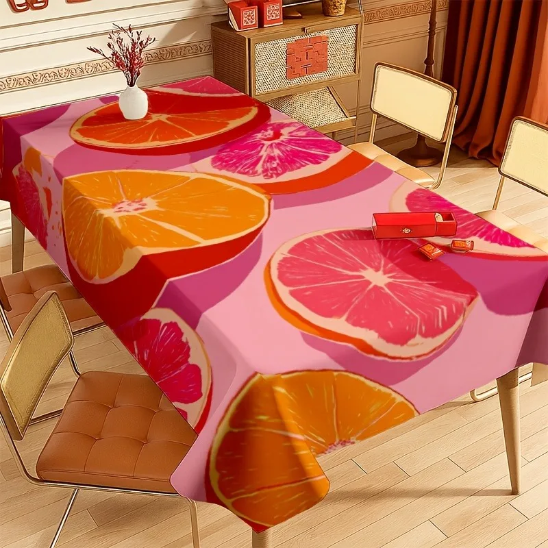 Pink-orange gradient citrus slice tablecloth, simple and fashionable