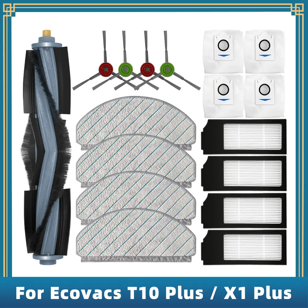 

Compatible For Ecovacs X1 Plus / T10 Plus Spare Parts Accessories Main Side Brush Hepa Filter Dust Bag Mop Rag Cloth Cover