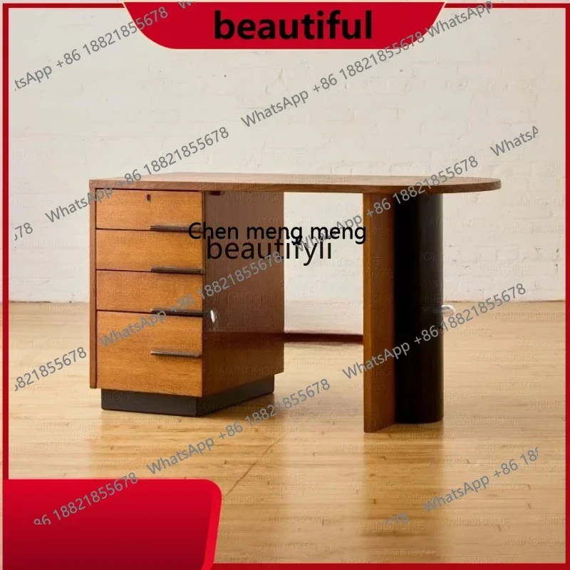

Medieval retro style desk household solid wood high-end computer desk, bedroom dresser wabi-sabi H