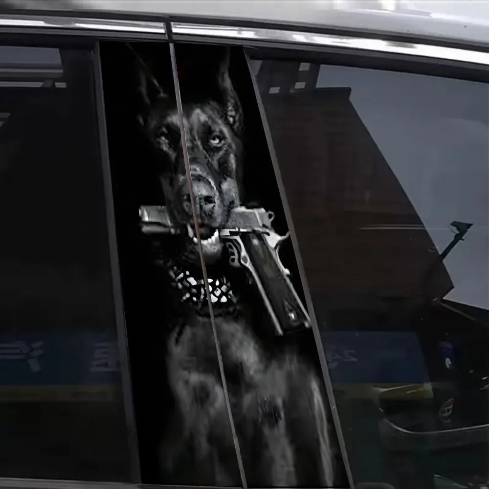 Doberman Pinscher Dog Gun Animal Car B Pillar Sticker Waterproof Center Column Cover Scratches Sunscreen Car Accessories
