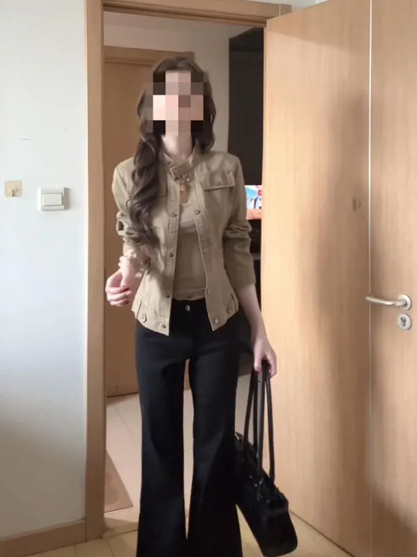 

Ретро-стильная укороченная приталенная женская куртка с открытыми плечами, элегантный женский стиль, премиум-класс, очень эффектный топ для женщин на весну