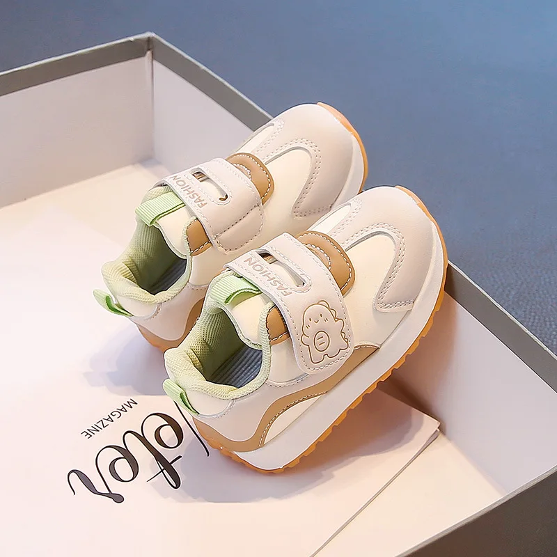 Autumn Cartoon Panda Running Shoes Boys Girls Children Non-Slip School Casual Shoes Kids Small-Size PU Leather Walking Sneakers