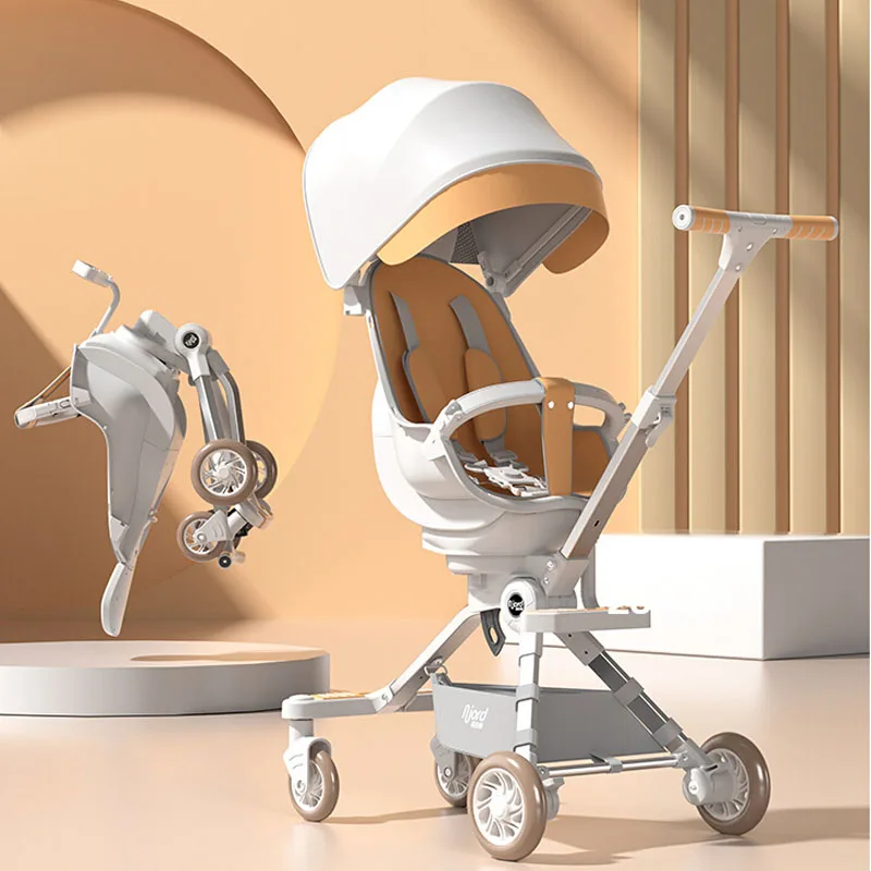 Poussette pliable pour bébé, peut s'asseoir et s'allonger, chariot pour enfants, voiture portable, cadre en aluminium, chaise coquille d'oeuf