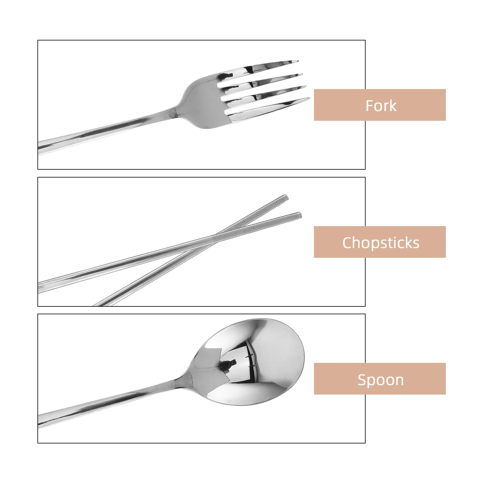 Reusable Cutlery Metal Chopsticks Container Silverware and Spoons Supplies Camping Dinnerware Portable