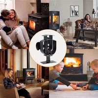 2026 + Wood Stove Fan Small Designed 4 Blades Heat Powered Fireplace Fans for Wood/Log Burner/Fireplace Black TP2001-3