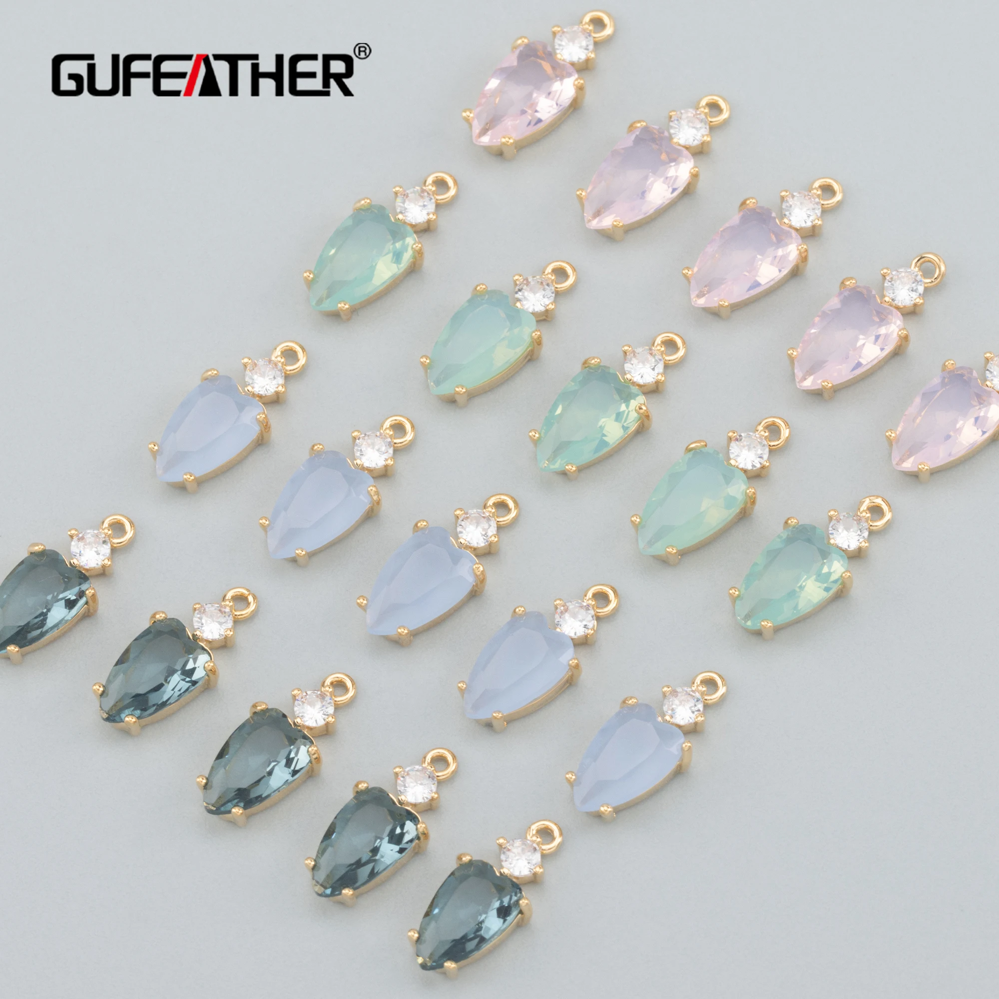 GUFEATHER MA97, 보석 액세서리, 미니 크기, 니켈 무료, 18k 금 도금, 구리, 지르콘, 매력, 보석 만들기, diy 펜던트, 6 개/몫