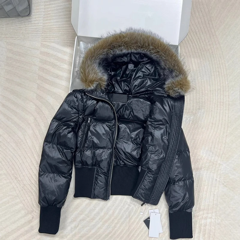 DEAT Women's Fashion Hooded Detachable Sleeves Warm Jacket 2024 Winter New Fur Collar Gathered Waist Cotton-padded Coats 33A2290