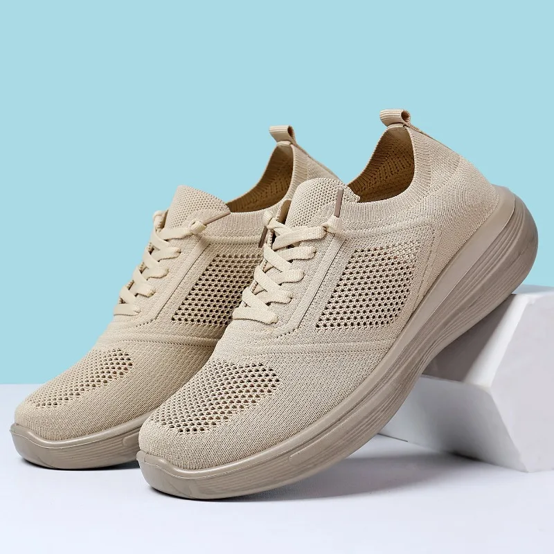 

Fashion Male Light Sports Shoes Hollow Mesh Breathable Upper Lace Up Soft Sole Casual Walking Non Slip Comfortable Men Sneakers