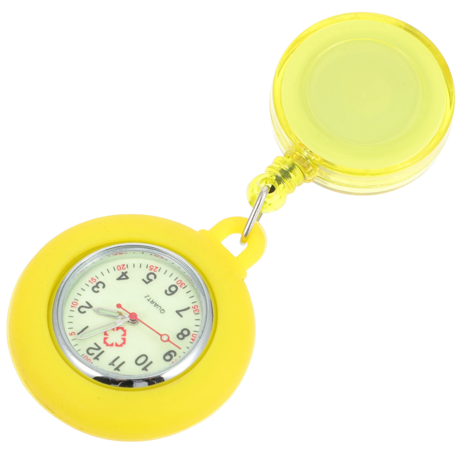 

Nurse Pocket Watch Fashionable Yellow Student Portable Retractable Quartz Plastic Safe Durable Accurate Gift Nurse