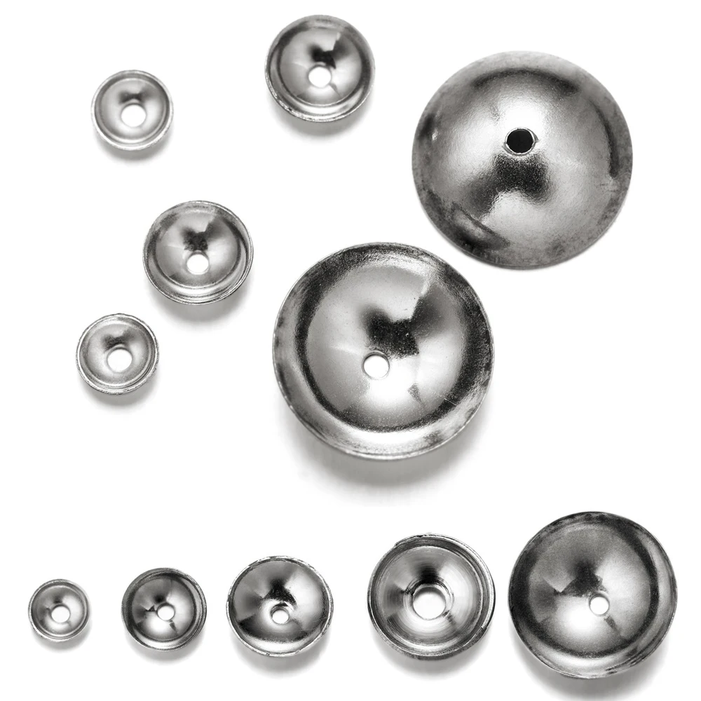 50pcs Stainless Steel Round Bead caps 3 4 5 6 8mm Silver Tone For DIY Jewelry Making Bracelet Findings Accessories Hollow Caps