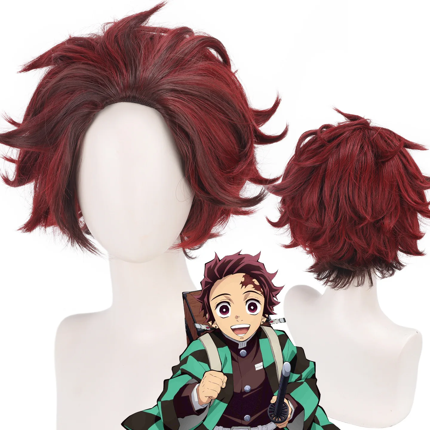 

Synthetic Fox Inspired Cosplay Wig Red Black Spiked Layered Wolfcut Mantid Style Anime Wigs Hairpiece Party Roleplay