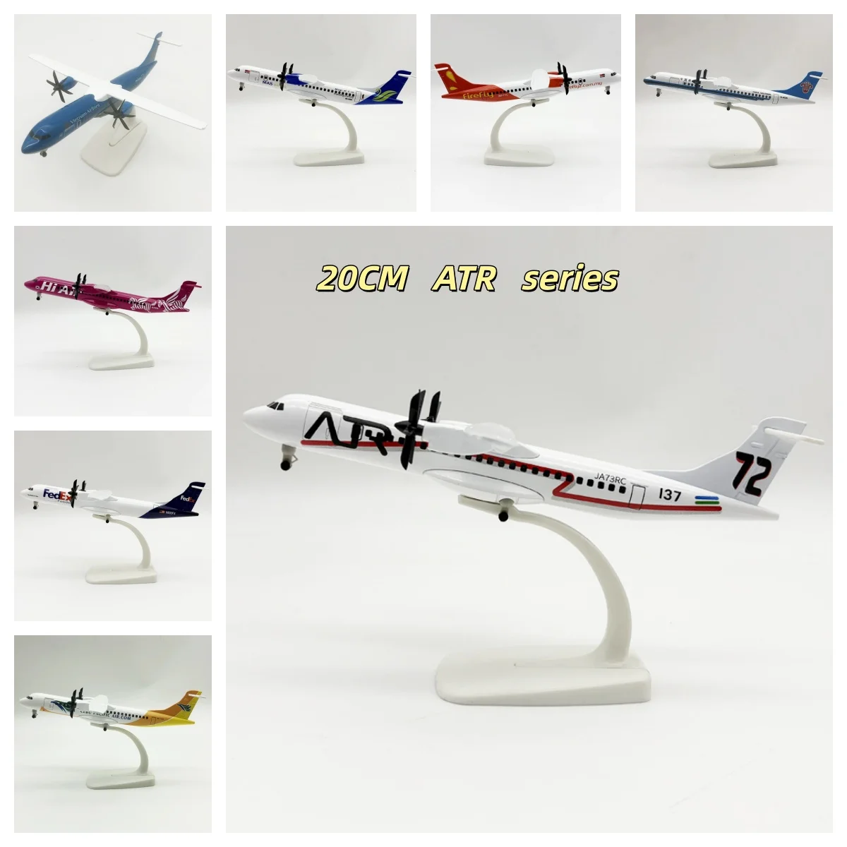

Миниатюрный самолет ATR Airlines серии ATR 20 см, литой металлический, имитационная модель с пропеллерами, для взрослых и детей