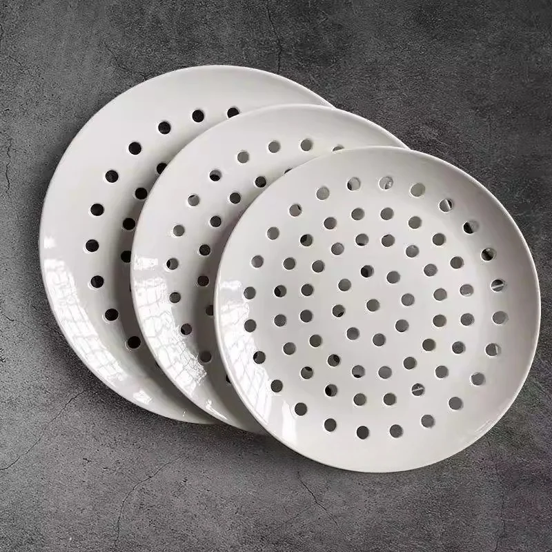 

Креативная перфорированная тарелка для пельменей с круглым ободком, с дренажным отверстием для слива воды