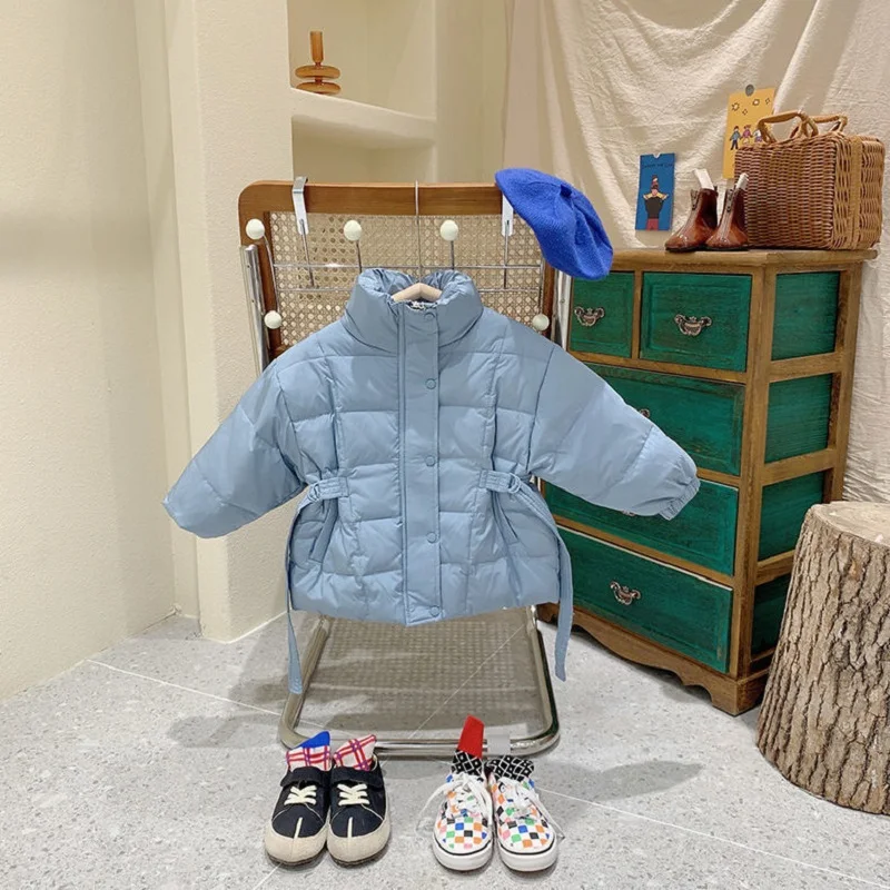 Moda neonato ragazza giacca imbottita in cotone inverno neonato bambino cappotto cintura cintura calda capispalla spessa vestiti per bambini 2-10Y