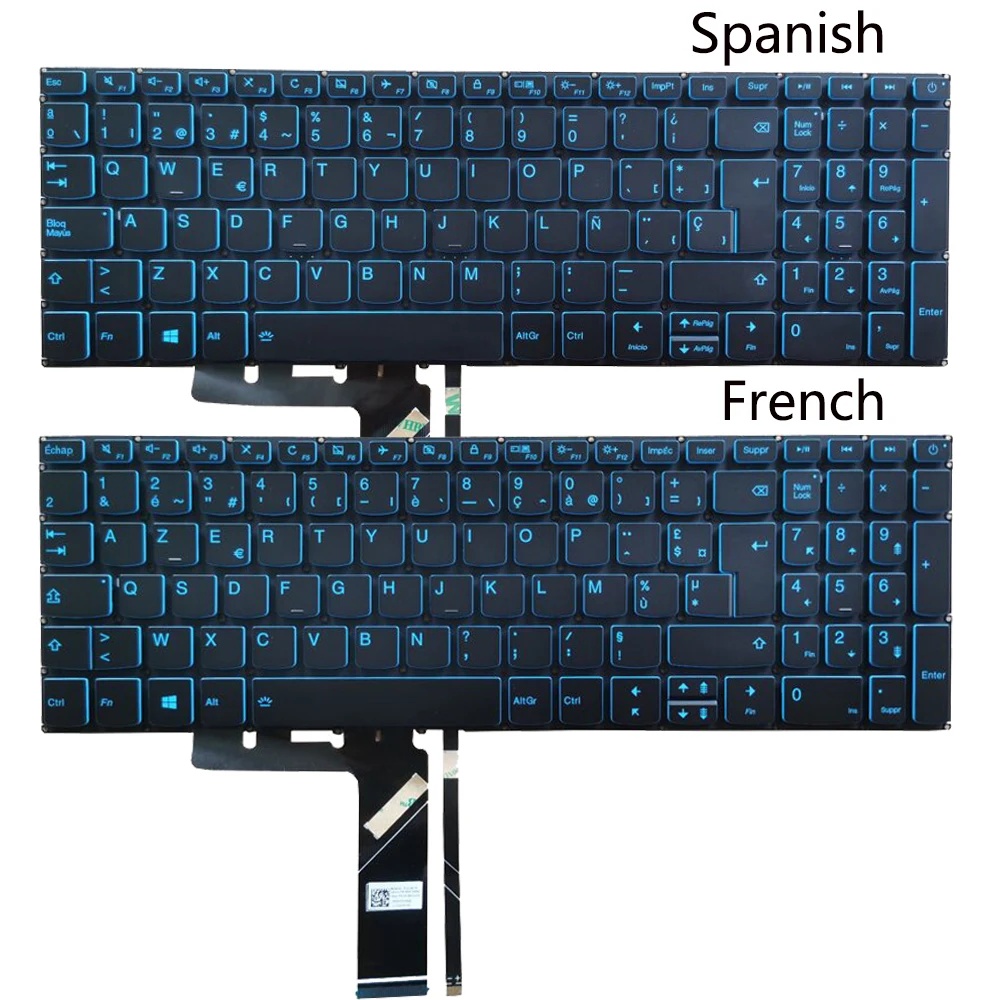 New Backlit French/Spanish/US Keyboard For Lenovo IdeaPad L340-17 L340-15 L340-17IRH L340-15IRH FR/SP With Blue Backlight