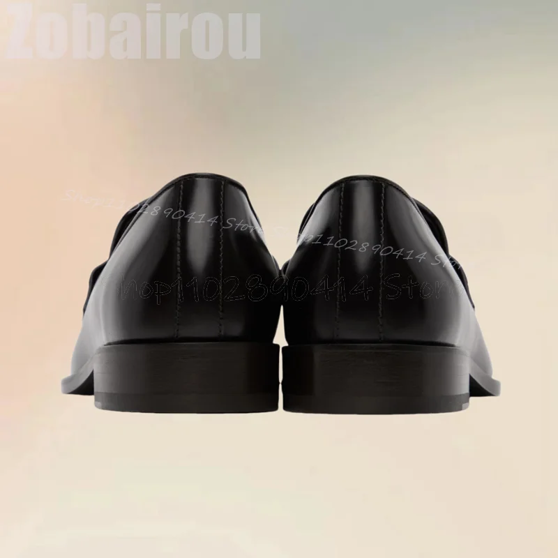 Zwart mat leer holle riem ontwerp loafers mode slip op heren schoenen luxe handgemaakte feestbanket kantoor heren casual schoenen