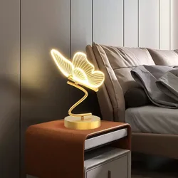LED Table Lamp Indoor Lighting Switch Button Home Decoration Bedroom Bedside Living Room Restaurant Nordic Butterfly Desk Lamps