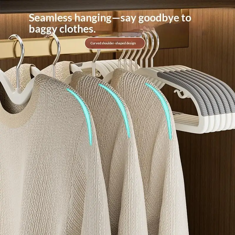 10Pcs Black/Orange/Grey Multifunctional Wet and Dry Household Hanger Suitable for Hanging Clothes Bedroom Wardrobe Anti-Slip