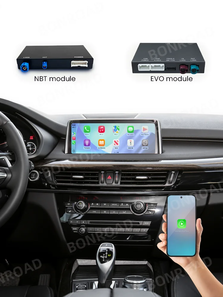 Bonroad drahtloses carplay android auto modul für bmw f48 f88 f15 f85 f16 nbt evo system mit bluetooth spiegel link navigation