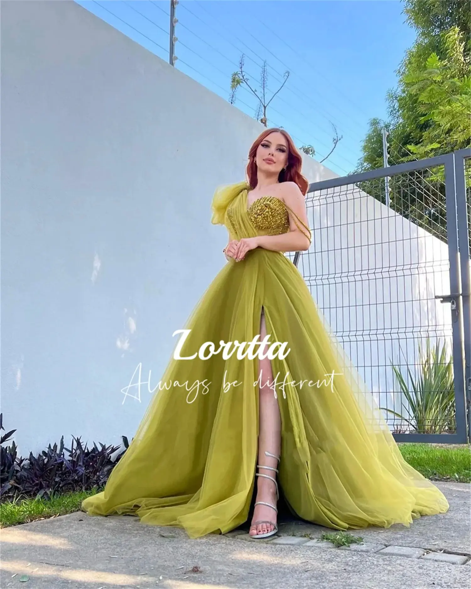 Lorrtta Elegant Long Ball Gown High Side Slit Sequin Glitter Evening Gown Dress Ladies Party Dresses Formal Customized Party