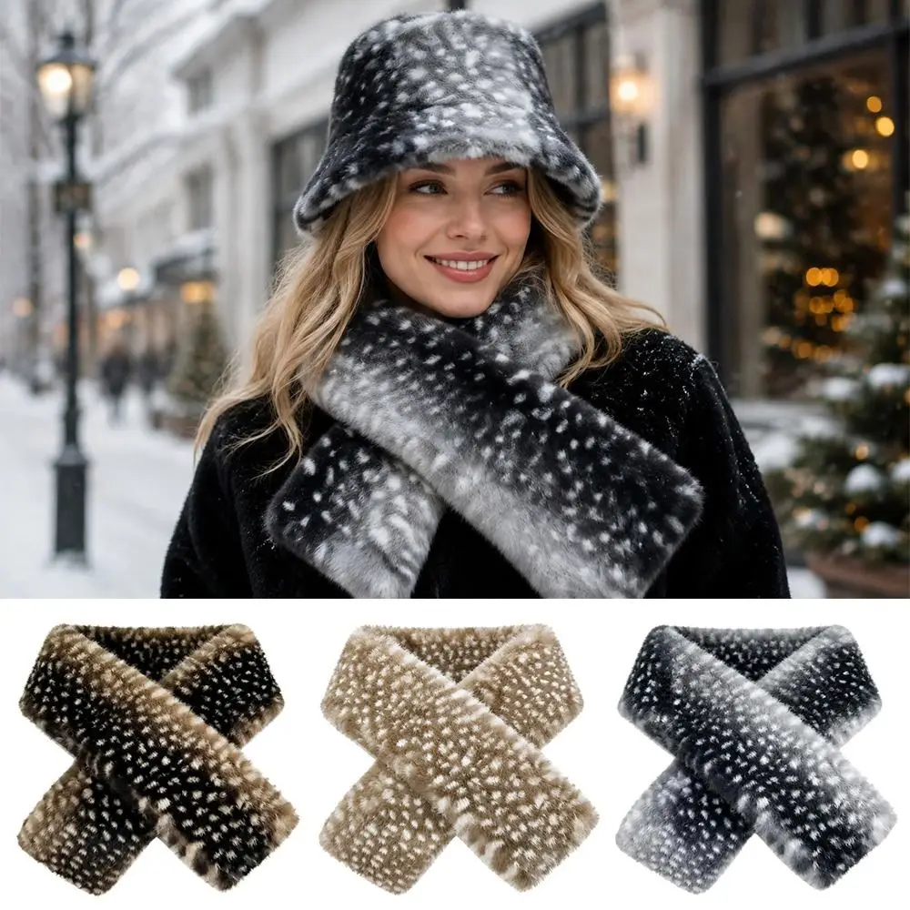 New Faux Fur Winter Hat Scarf Set Thick Warm Ear Protection Winter Hat Scarf Fur Windproof Snood Scarf Women