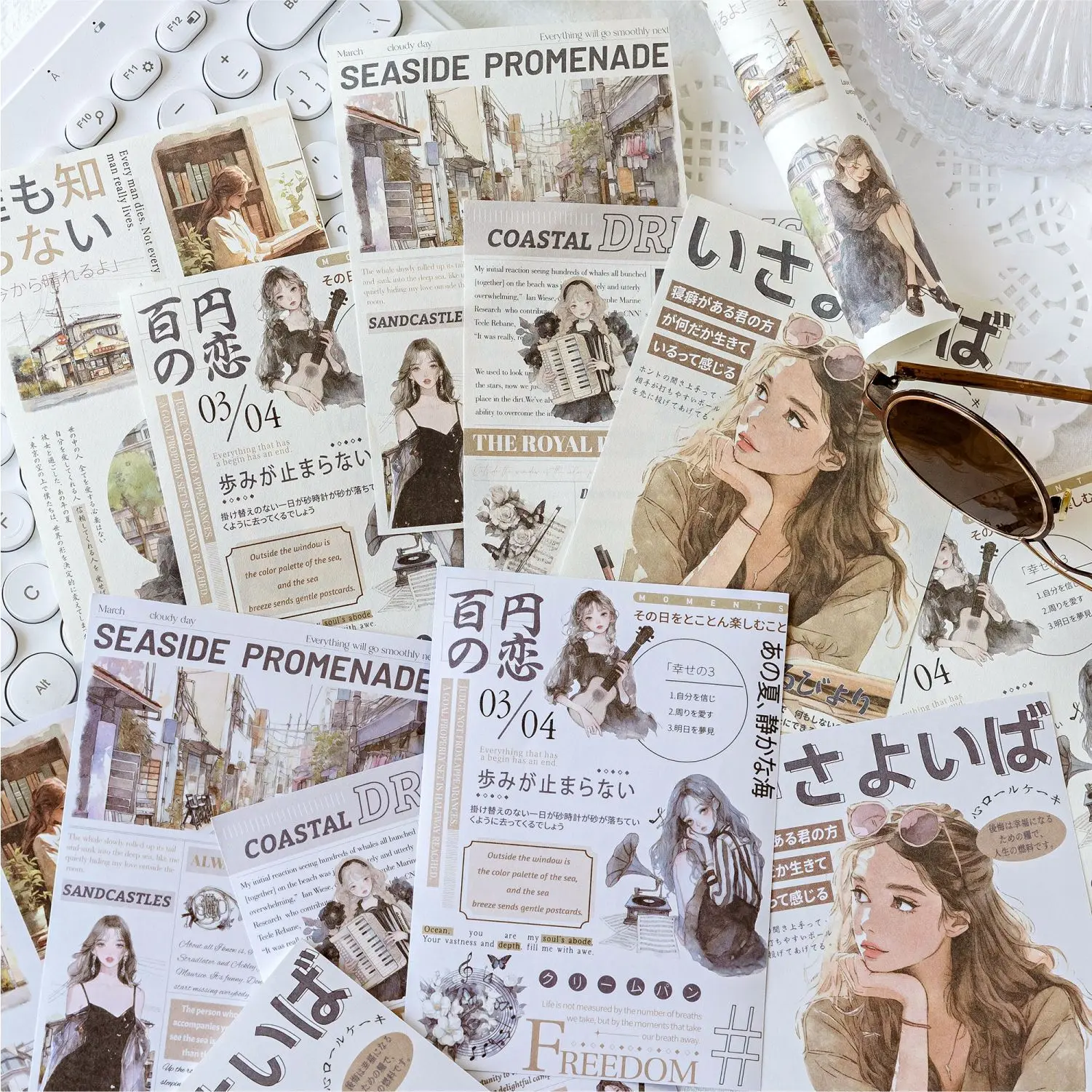 Scrapbook Stickers Set 15Pcs Literary Girl Sticker Book For Journaling And Scrapbooking Junk Journal Supplies