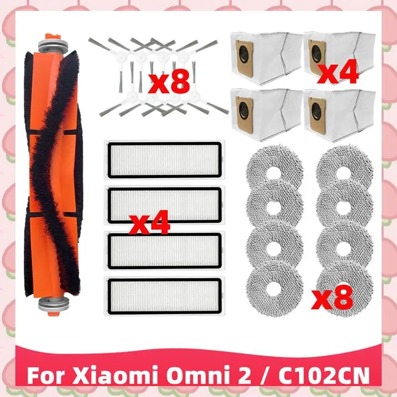 N18r para xiaomi mijia omni 2, c102cn, b101cn, b116, x10 +, x20 + rolo escova lateral filtro mop saco de pó acessórios kit
