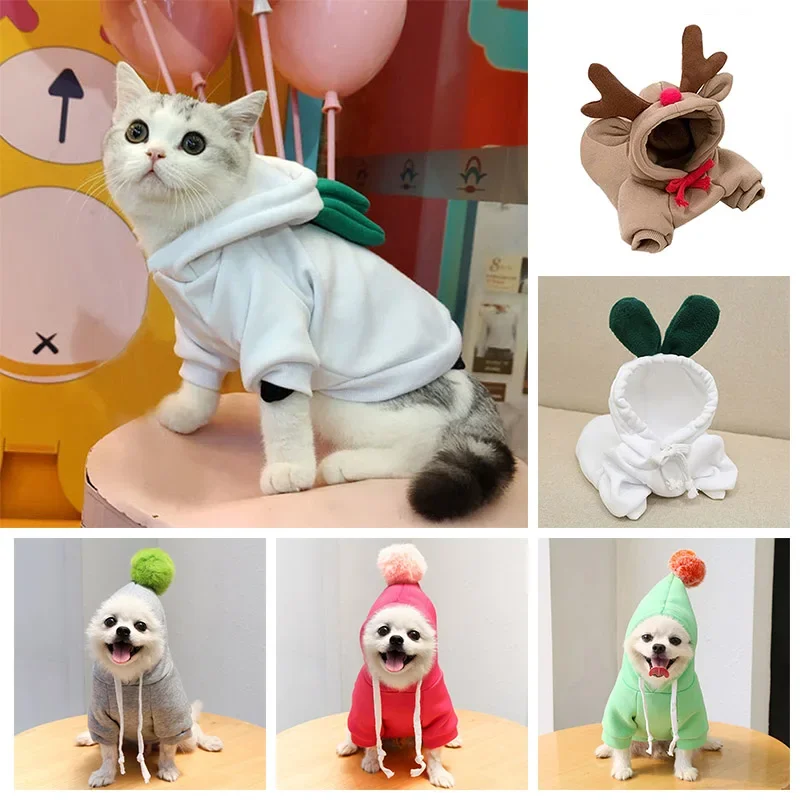 Dog Winter Warm Clothes Cute Plush Coat Hoodies Pet Costume Jacket For Puppy Cat French Bulldog Chihuahua Small Dog Supplies