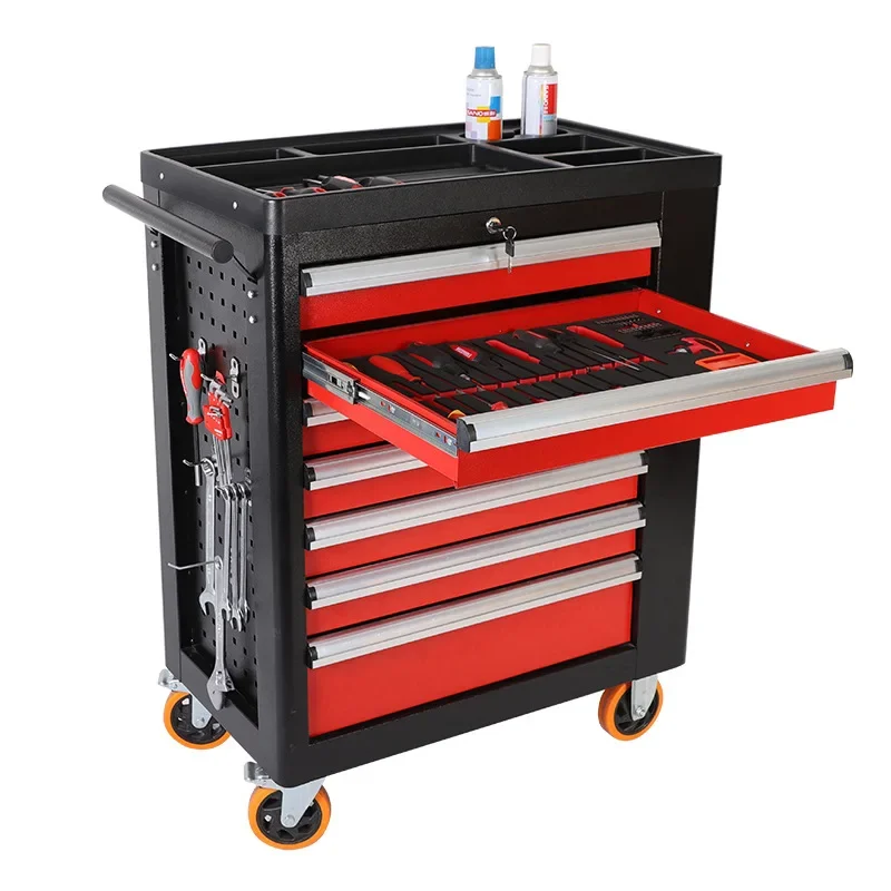 China Factory 7-Drawer Rolling Tool Cart With 369pcs Hand Tools Metal Tool Storage Cabinet For Garage Workshop