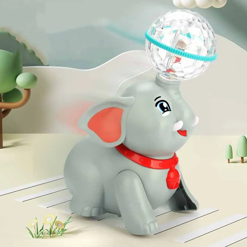 Children's Electric Toys Novelty Cute Elephant Dinosaur Stunt 360 ° Rotating Top Ball With Lights Music Baby Interactive Toys