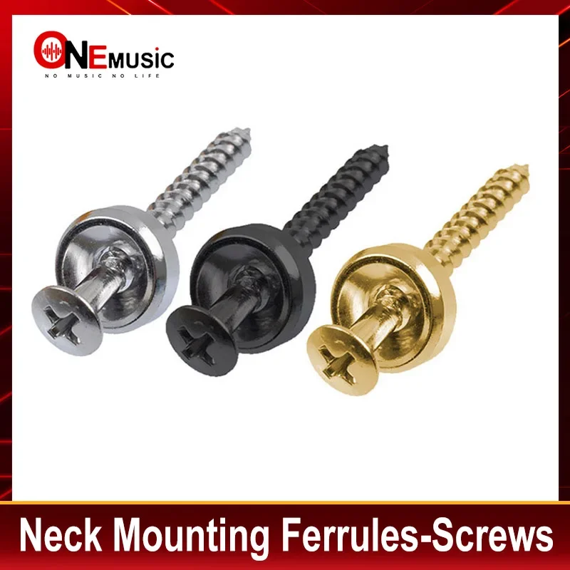 4pcs Guitar neck Joint Plate Screw Bushings Ferrules For Neck Mounting With Screws Black - Chrome - Gold