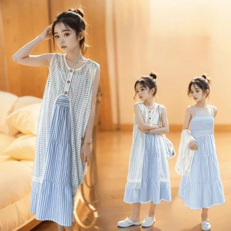 2026-girls-summer-layered-dress-set-loose-fit-tank-skirt-two-piece-vacation-outfit-new-arrival