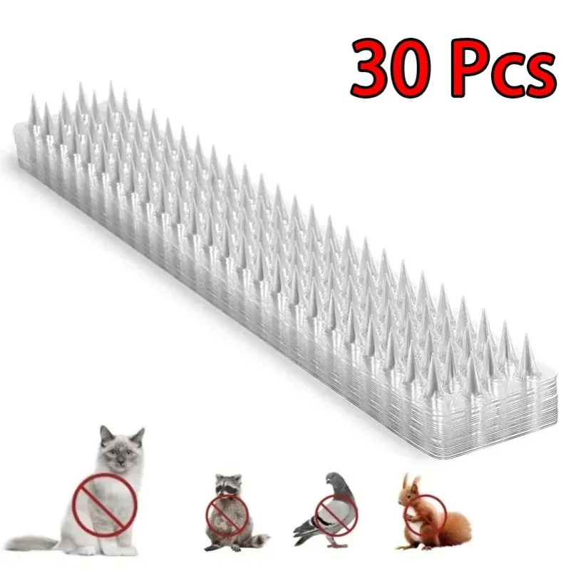30Pcs Spikes Repeller Cat Plastic Bird Repellent Anti Pigeon Anti-bird Squirrel Garden Fences Control Transparent Spikes