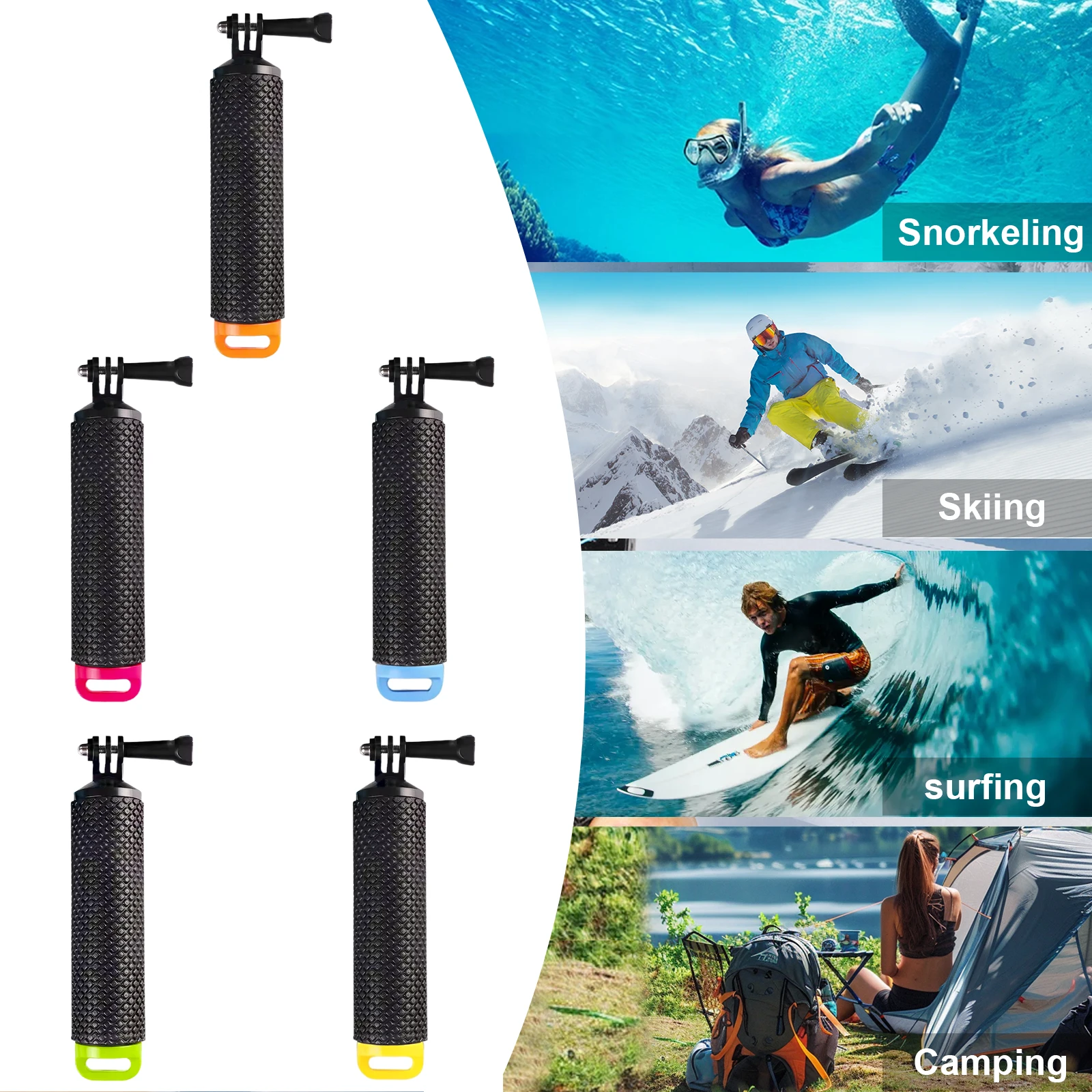 Floating Hand Grip for GoPro 8, Buoyant Selfie Stick Underwater Handle Mount, Water Sports Swimming Snorkeling Accessories