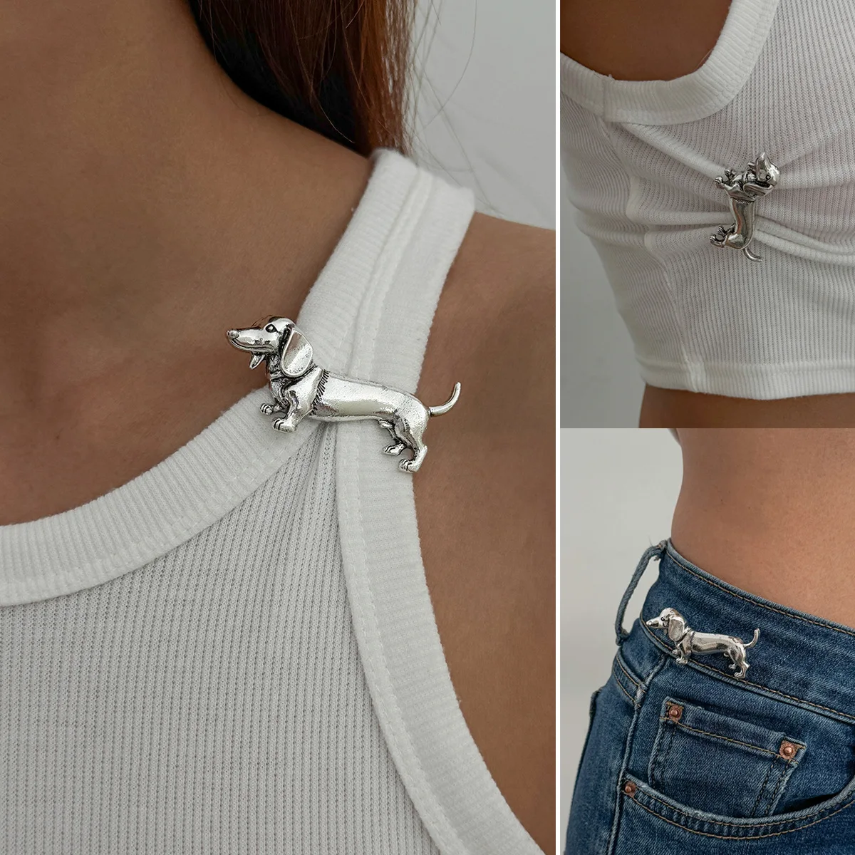 Men'S Fashion Easter - Fashion Cute Ancient Silver Long Dog