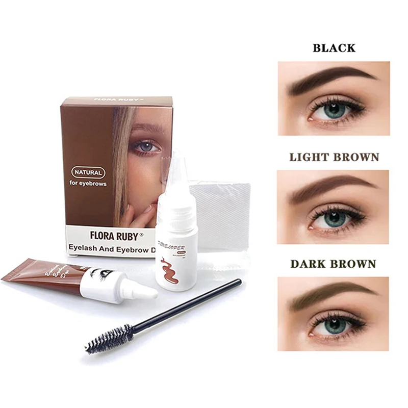 Professional Series Henna Eyelash Eyebrow Dye Tint Gel Eyelash Brown Black Color Tint Cream Kit, 15-minute Fast Tint Easy Dye